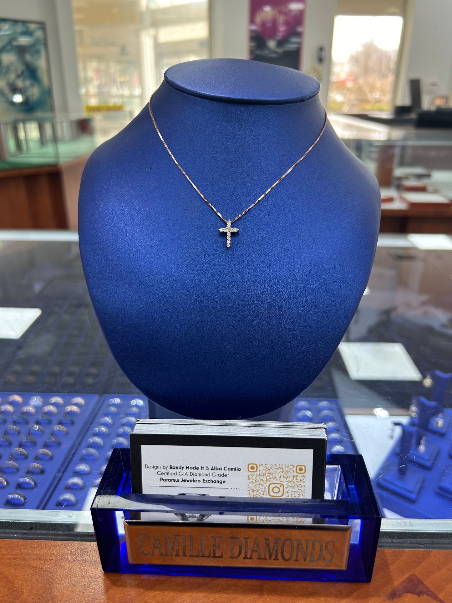 Rose Gold Diamond Cross