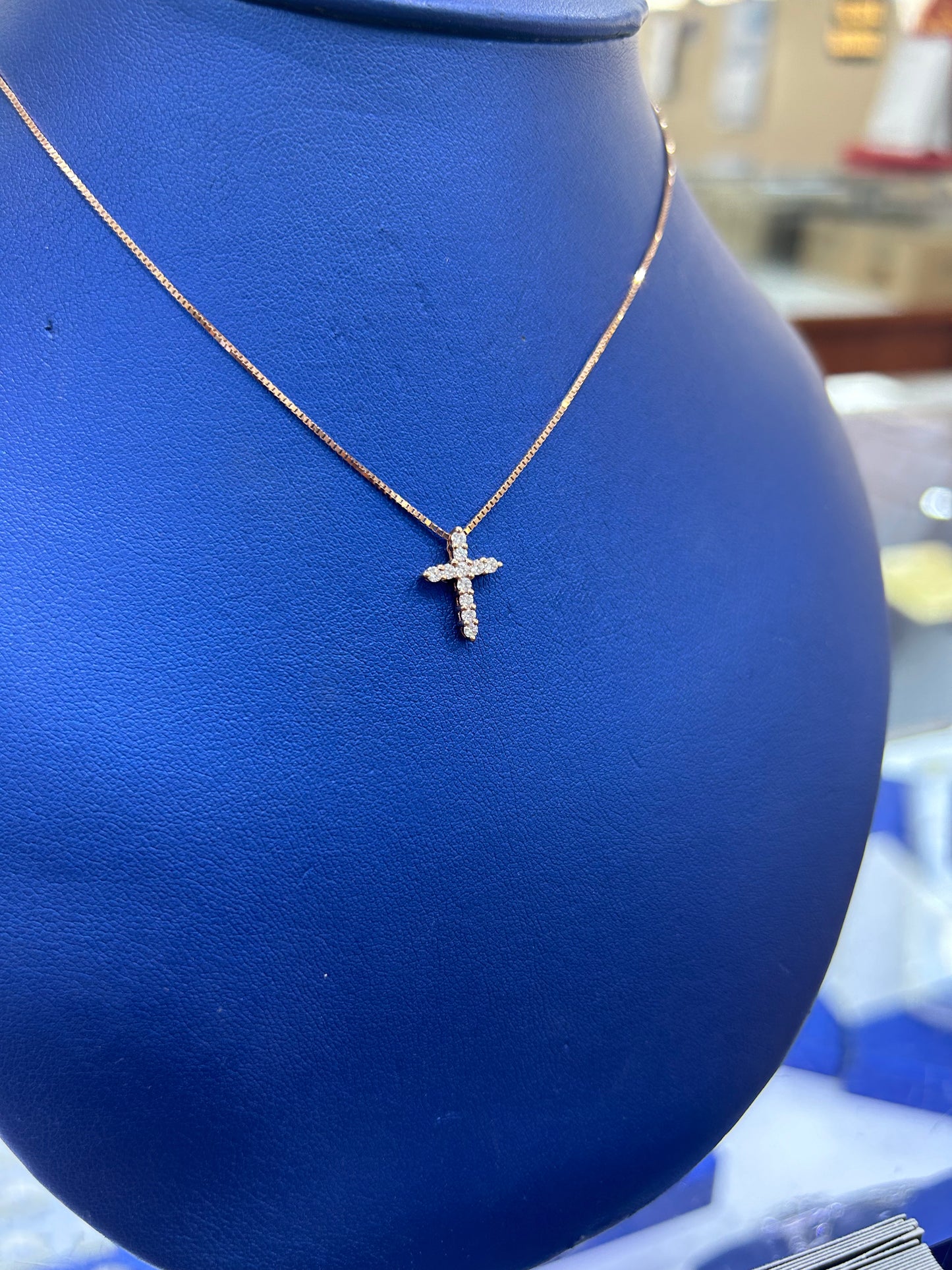 Rose Gold Diamond Cross