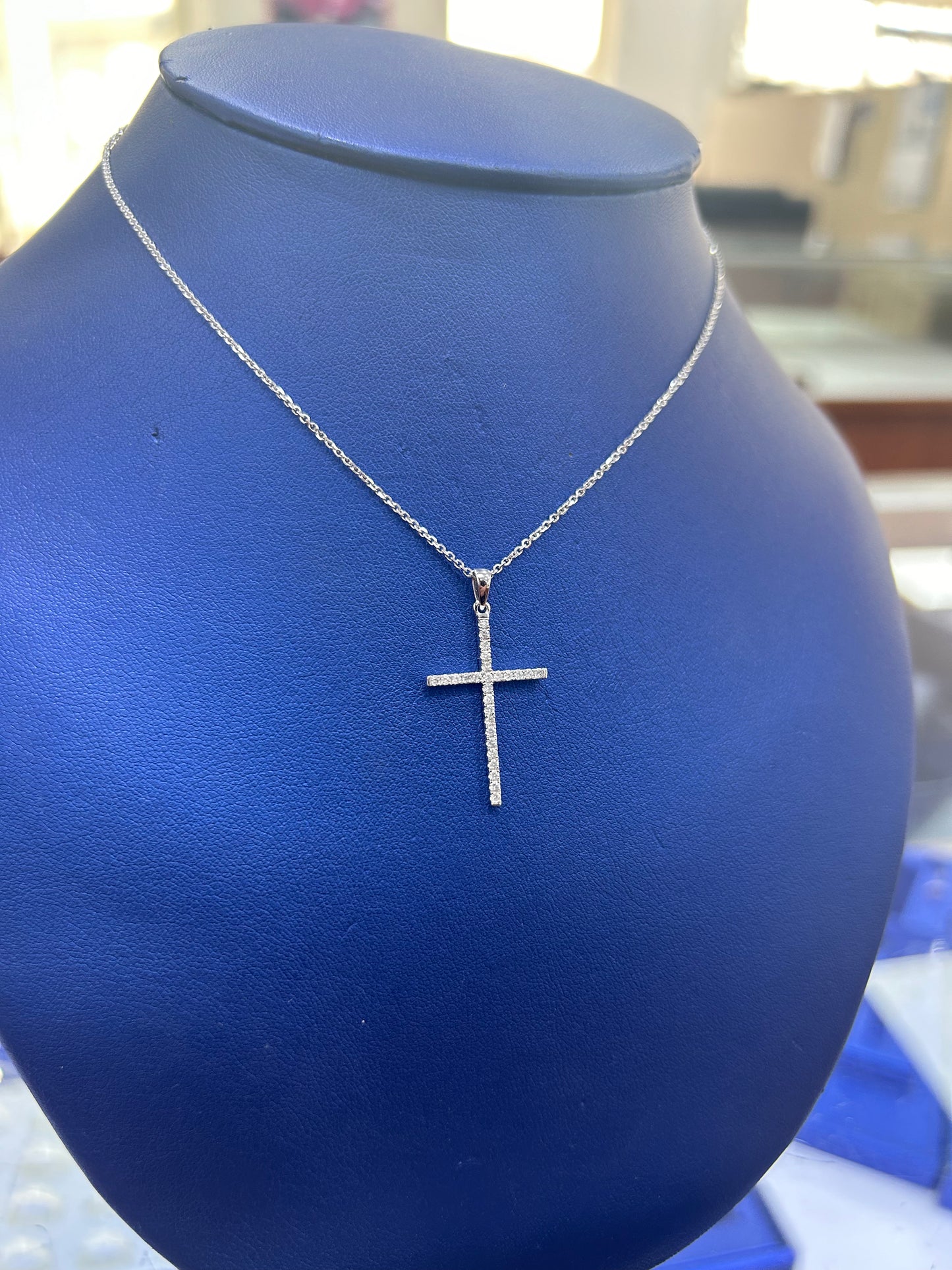 White Gold Diamond Cross