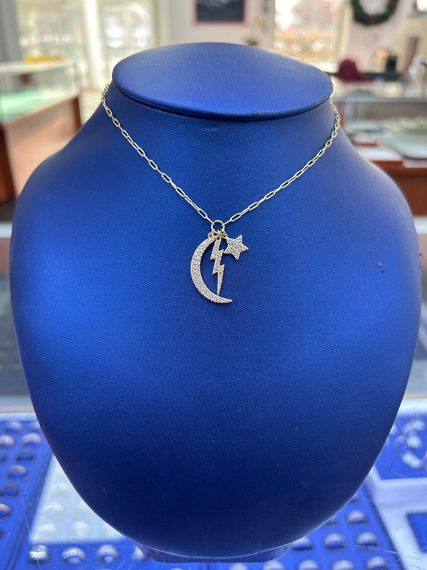 Silver Moon, Bolt & Star necklace