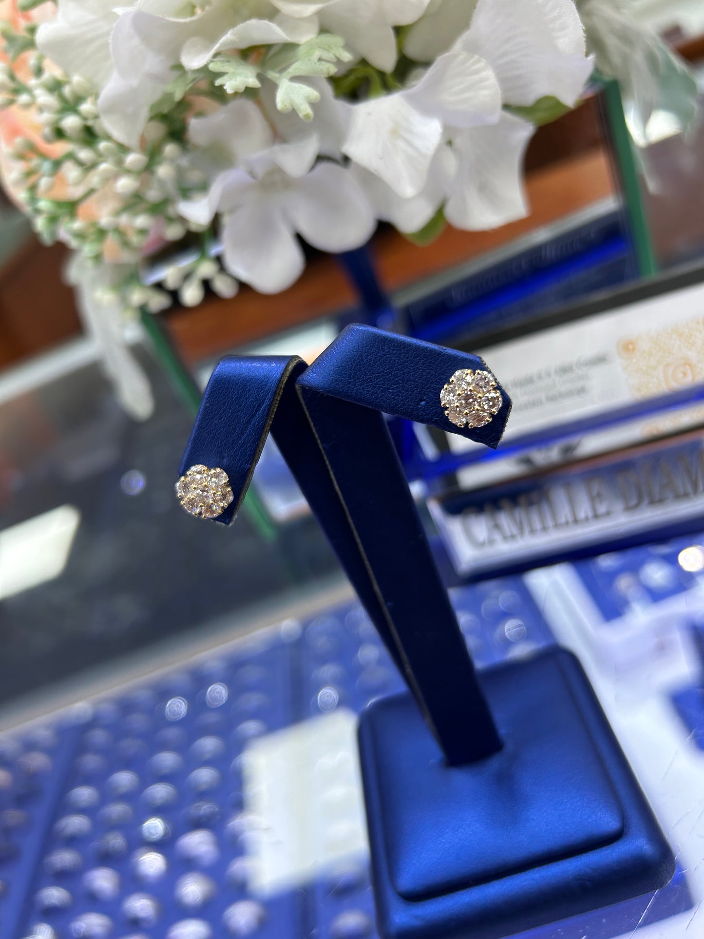 Yellow Gold Cluster Earrings