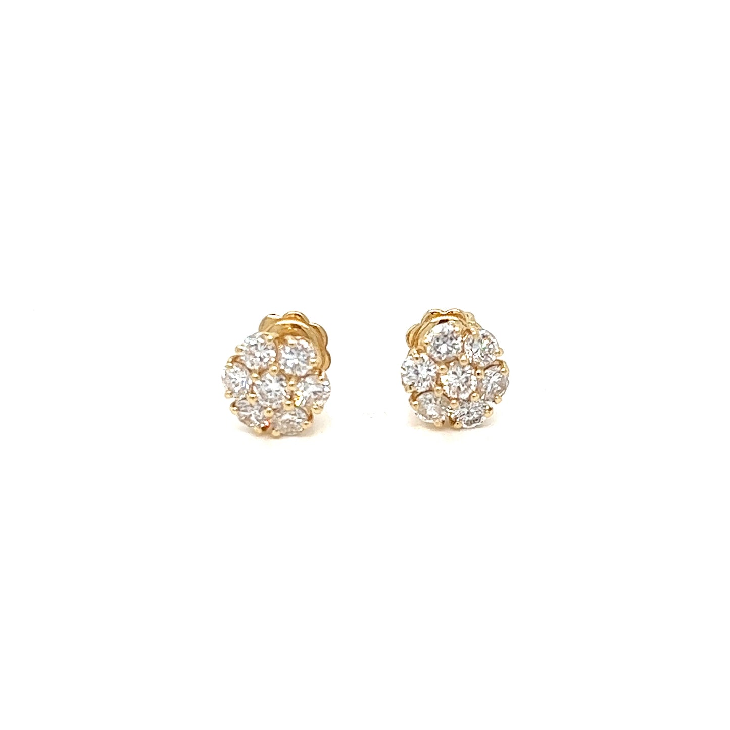 Yellow Gold Cluster Earrings