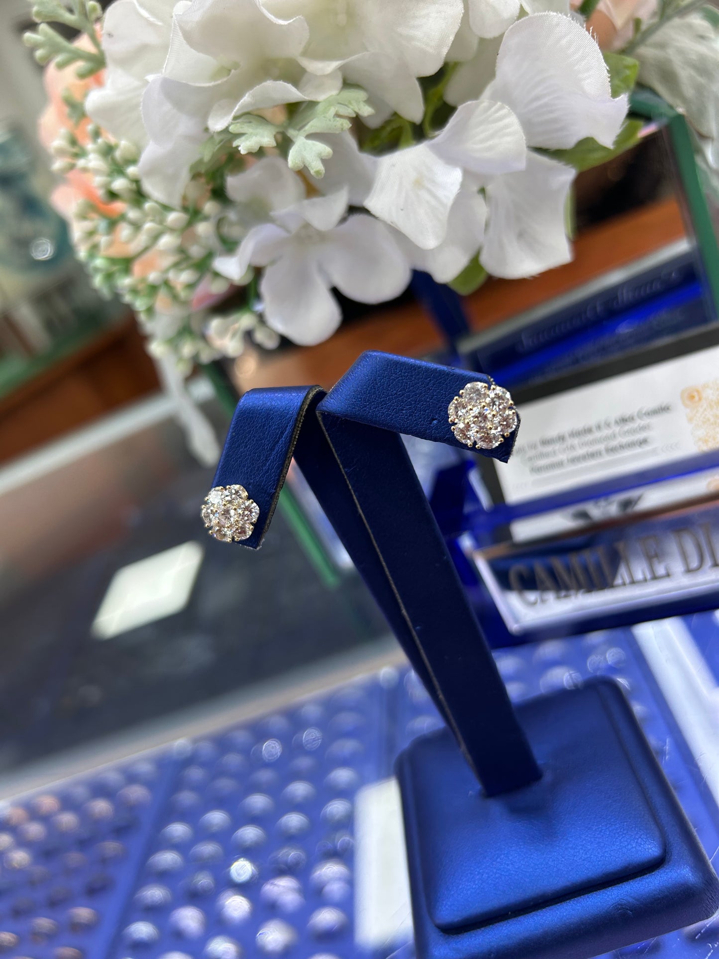 Yellow Gold Cluster Earrings