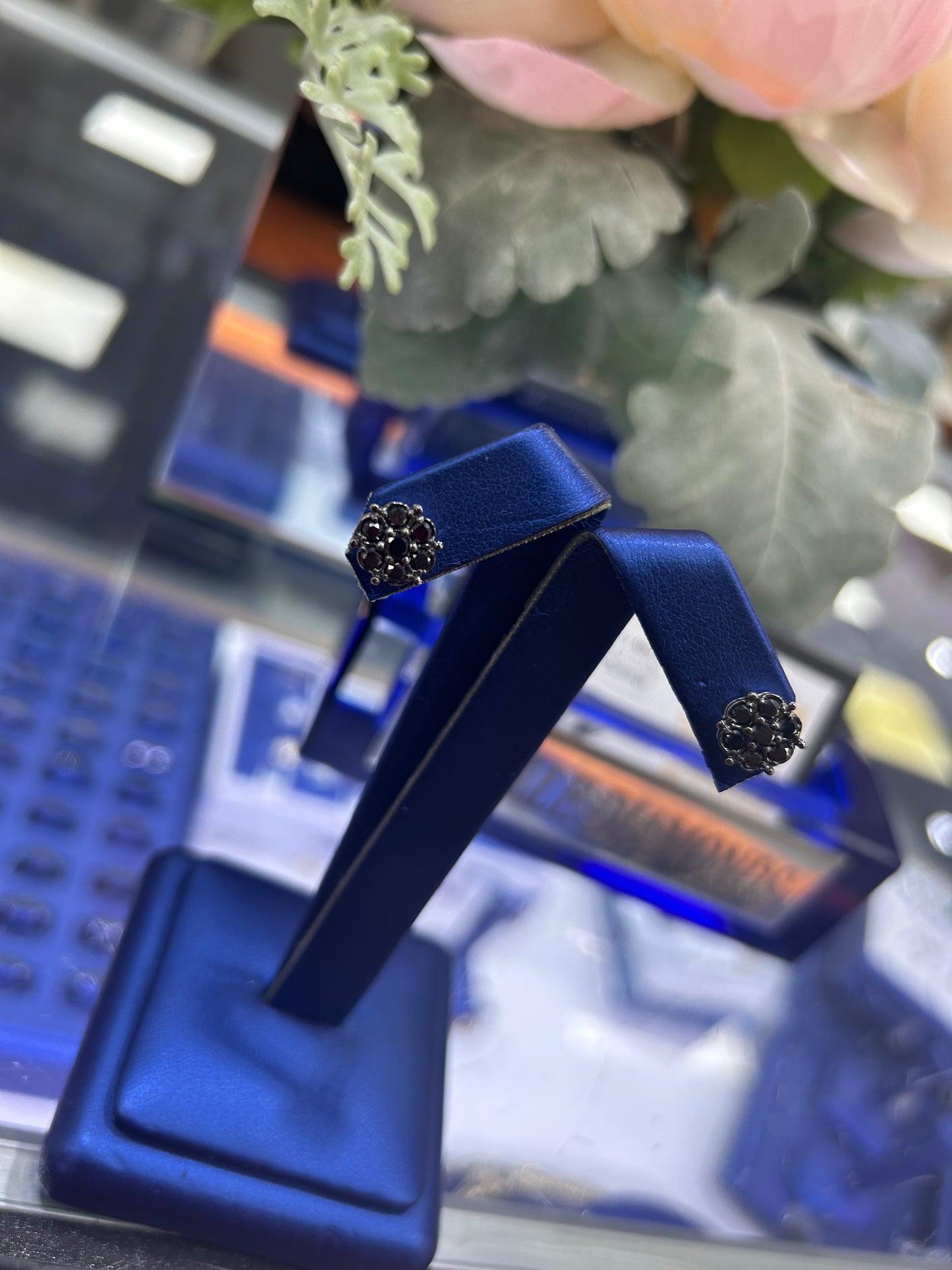 Black Diamond Cluster Earrings