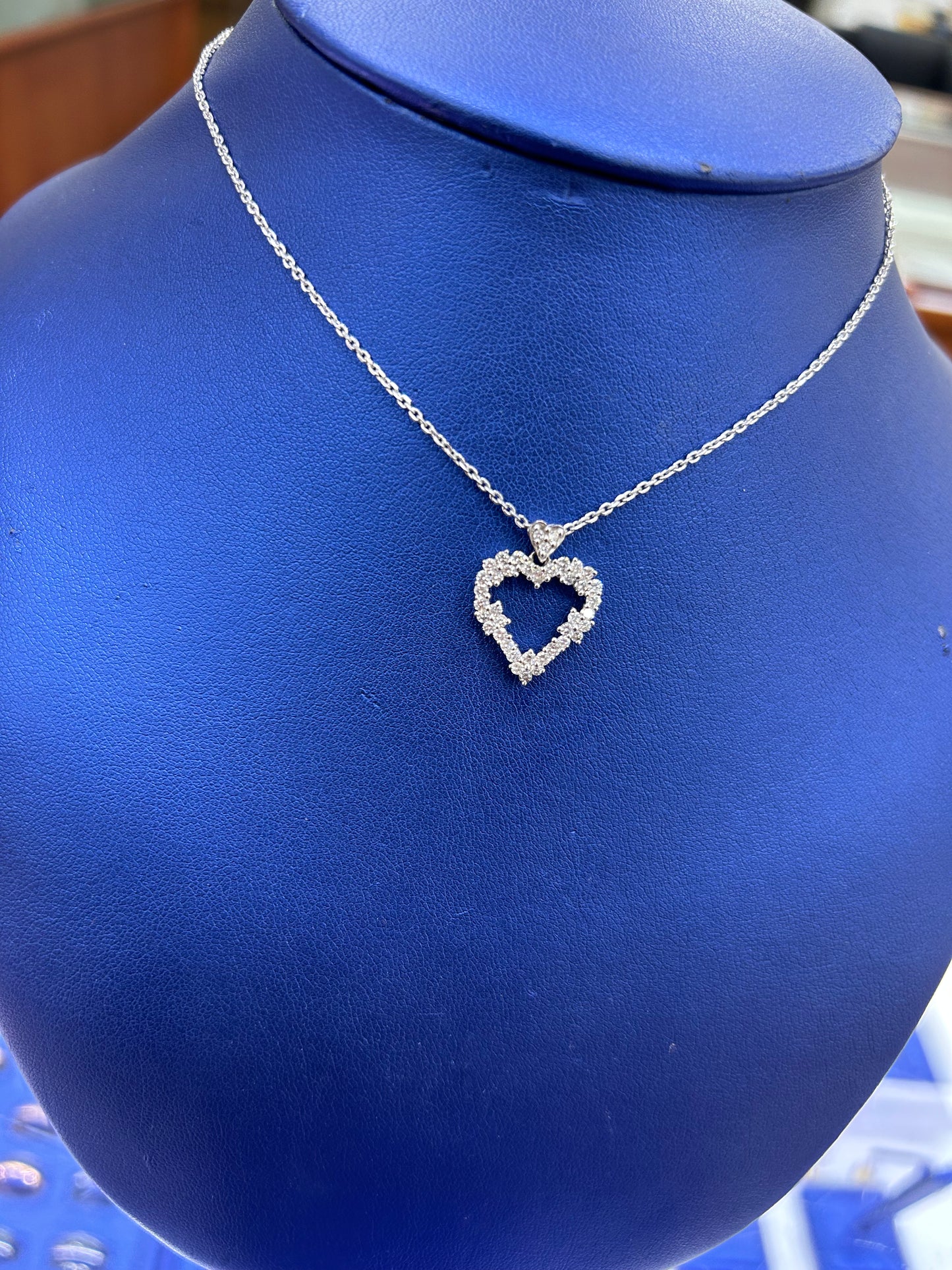 White Gold Heart with Flowers